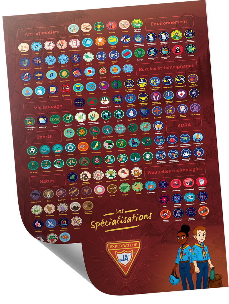 Affiche Spécialisations Explorateurs (Badges)